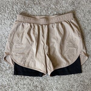 Men's Beige and Black Athletic Shorts / M40